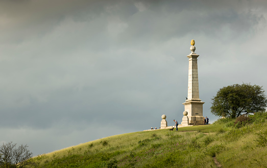Buckinghamshire, UK - July 07, 2021. Coombe Hill monument in The Chiltern Hills. English country landscape in summer