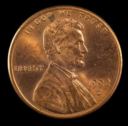 1992 D US Lincoln cent minted in Denver