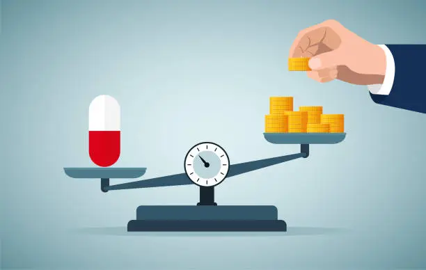 Vector illustration of Medicine trade, Rising medicine prices