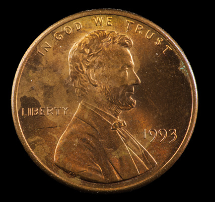 1993 plain US Lincoln cent minted in Philadelphia