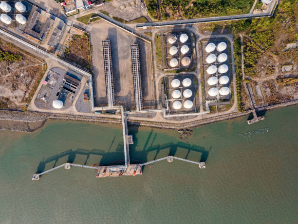 istock Chemical plants and docks by the sea 1431953846