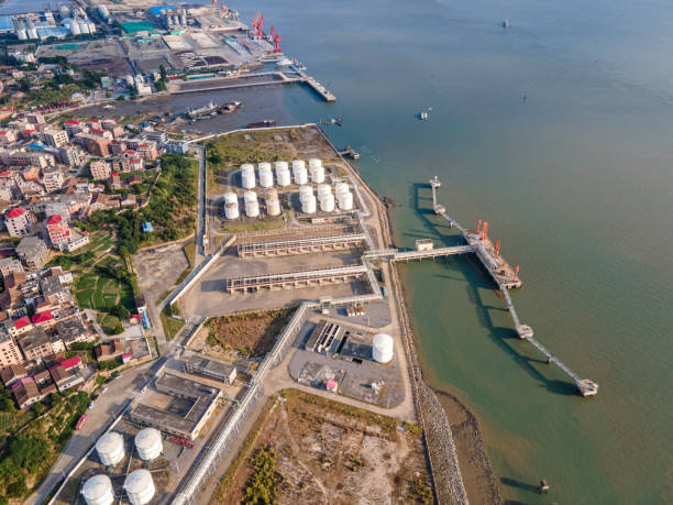 Chemical storage plant by the sea