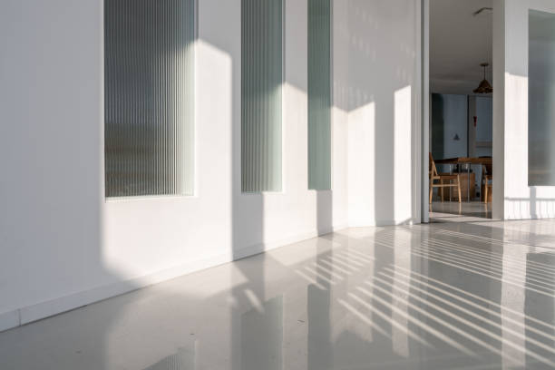 istock Shadows from the sunlight on the corridor, in the white room 1431962307