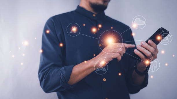 istock Businessman using fingerprint identification to access personal financial data and Digital transformation technology strategy 1431964235