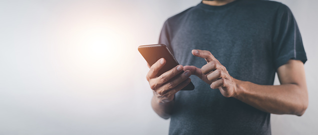 Man using mobile smartphone,technology mobile phone concept