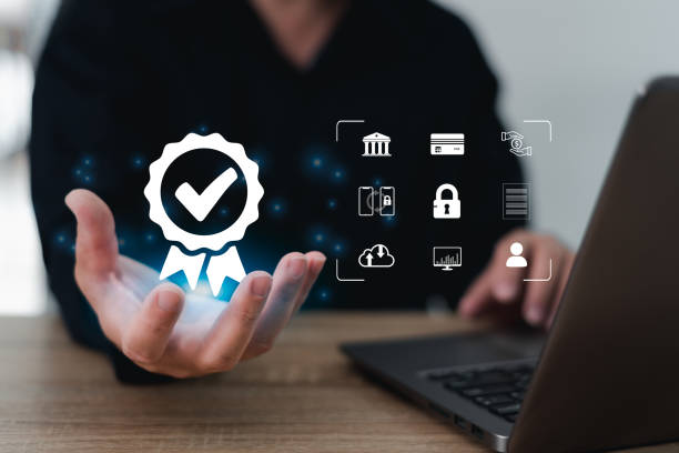 istock Business people working with laptop computers concept, A symbol of top service with data financial security and document management system quality assurance. 1431966827