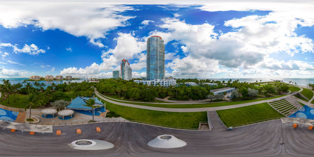 istock Aerial 360vr equirectangular photo Miami Beach South Pointe Park 1431978169