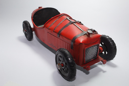 Vintage red toy racing car