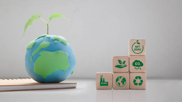 istock Net zero and carbon neutral concept. Net zero greenhouse gas emissions target. Climate neutral long term strategy. hand holding a globe and put wooden cubes with green net zero icon. 1431983319