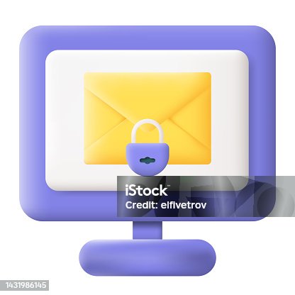 istock New Encrypted Email on Computer Screen Isolated on White Background. Email Digital Protection Concept. 3D Vector illustration 1431986145