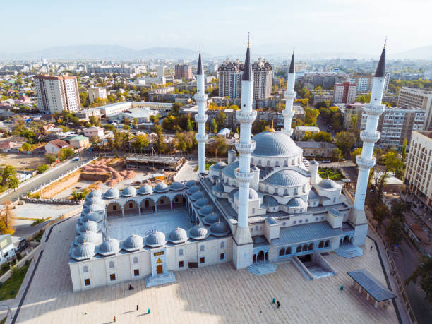 Aerial view of the Mosque Aerial view of the Mosque named after Imam Sarakhsi in Bishkek city bishkek stock pictures, royalty-free photos & images