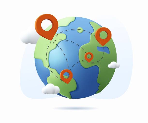 istock 3D earth globe with pinpoints online deliver service, delivery tracking, pin location point marker of shipment map 3d. 1431988085