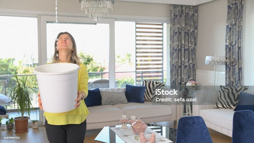 House Ceiling is Flowing House, Rooftop, Ceiling, Leaking, Water Leaking Stock Photo