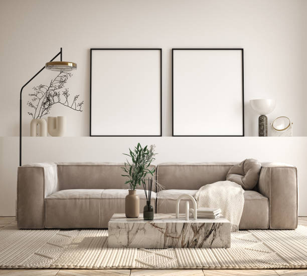 istock mock up poster frame in modern interior background, living room, Contemporary style, 3D render, 3D illustration 1431992033