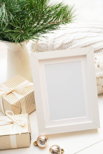 istock Winter, Christmas, New Year decorations composition, concept, background. Christmas greeting card. Frame, border. Space for text. 1431992534