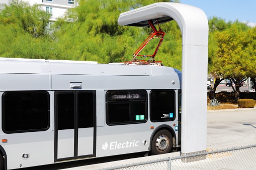 Electric Bus Charging with Pantograph.