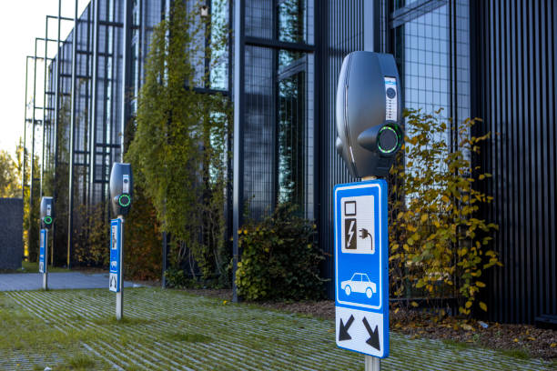 Electric Vehicle Charging Station under cover stock photo