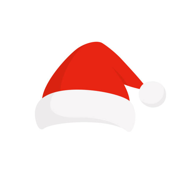 ilustraciones, imágenes clip art, dibujos animados e iconos de stock de santa claus red hat - vector aislado ilustración de stock - gorro de papá noel