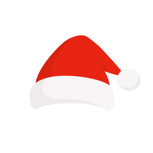 illustrazioni stock, clip art, cartoni animati e icone di tendenza di babbo natale red hat - vector isolated stock illustration - christmas hat