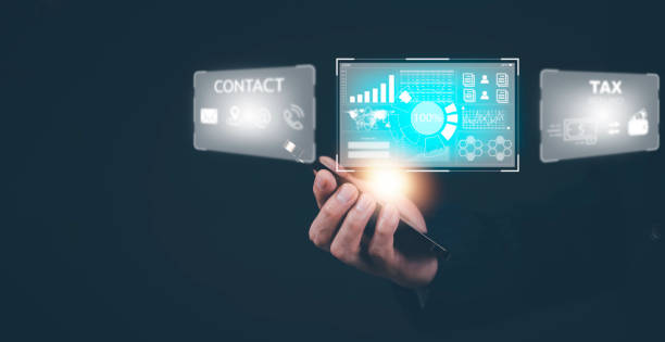 istock Businessman hand touch smartphone with a hologram on his smartphone, communication network, cyber security, online documentation database, and process automation to efficiently manage technology. 1432008582