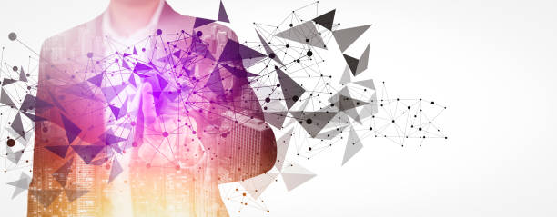 istock Thinking and creative with Smart phone concept, businessman hold Smart phone thinking idea for working office on white background, Experiencing virtual and technology world. Mixed line data of media, 1432008654