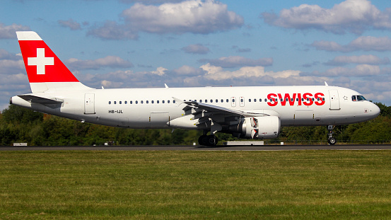 Zurich, Switzerland - July 2, 2021: Helvetic Airways welcomed the Embraer E195-E2 to Zurich Airport. The Swiss regional airline is currently re-equipping its Embraer fleet from the E1 to the E2 generation. Helvetic Airways is a Swiss regional airline headquartered in Kloten with its fleet stationed at Zurich Airport.