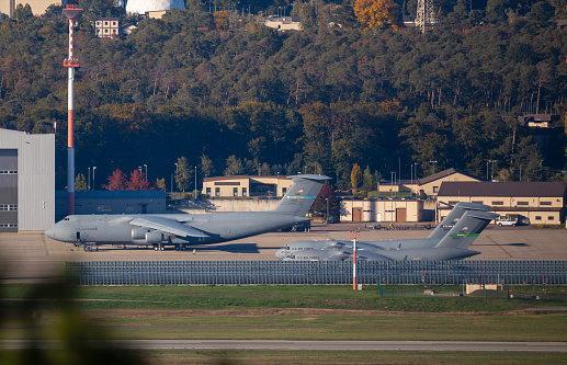 View of Ramstein Air Base on a quiet Sunday afternoon in autumn. Taken on 09 October 2022 from the \