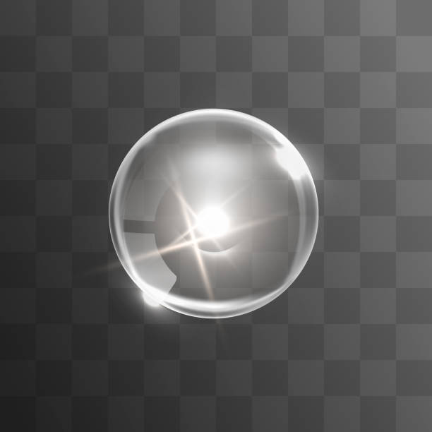 стеклянная сфера на прозрачном фоне. - sphere symbol three dimensional shape abstract stock illustrations