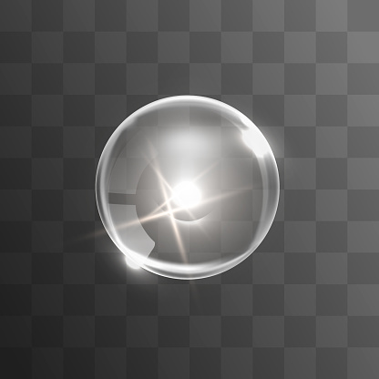 Glass sphere on transparent background.