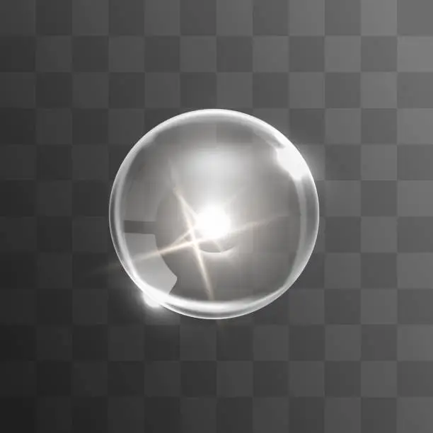 Vector illustration of Glass sphere on transparent background.