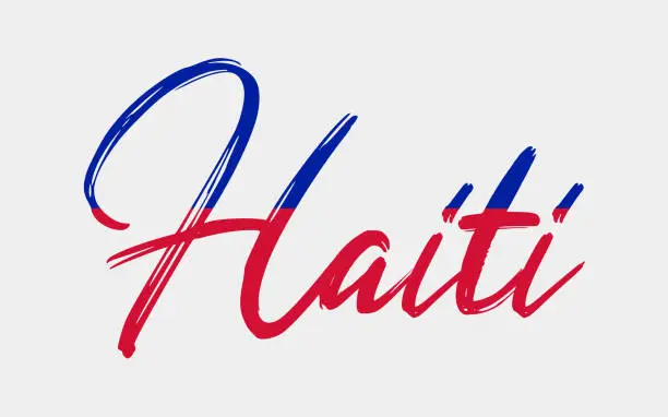 Vector illustration of Haiti text  color sketch viector