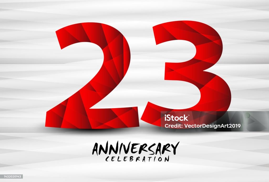 23 In Red 23 Year Anniversary Celebration Logo Red Polygon Vector 23 Number ...