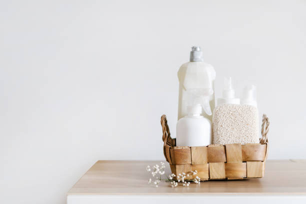 istock wicker basket with cleaning supplies on shelf indoors 1432024465