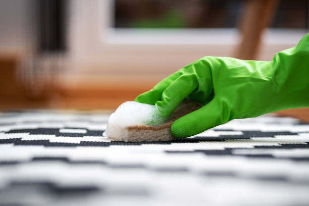 istock hand in glove clean rug with sponge and detergent 1432024605