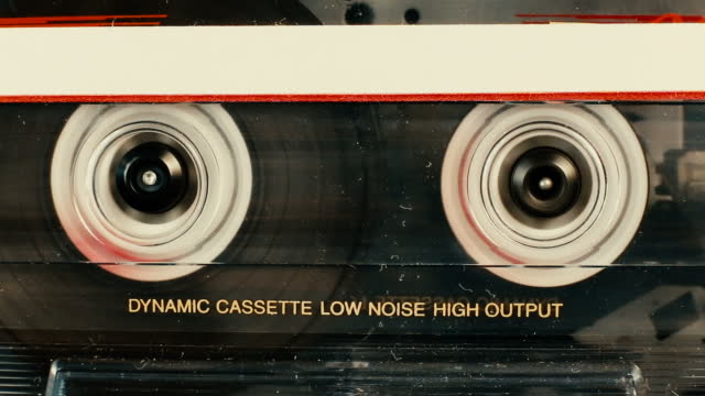 Retro Audio cassette player. Close up cassette view. Vintage toning.