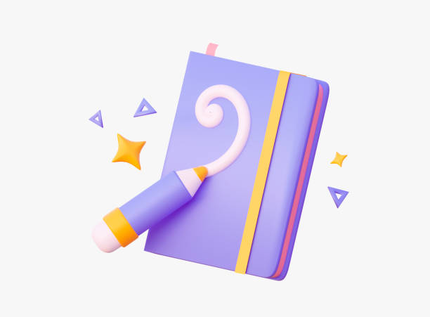 istock Purple closed  book with pencil  for writing fantastic ideas.3d rendering. 1432044776