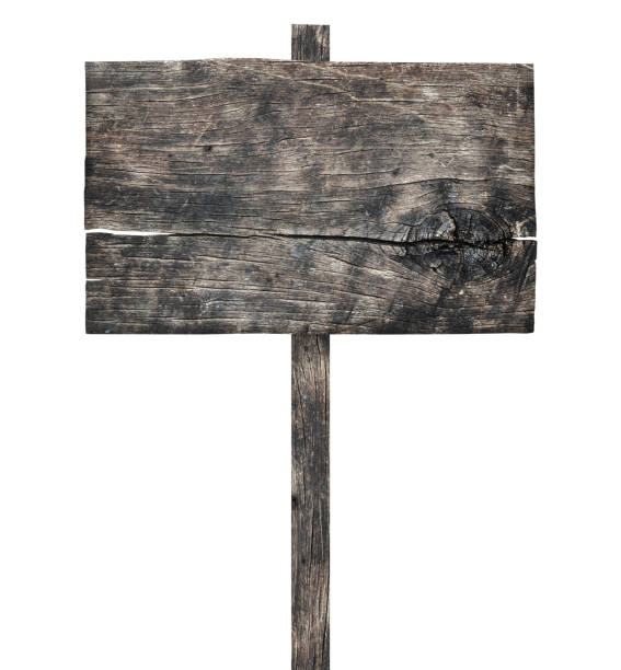 istock Old wooden sign isolated on white background 1432057805