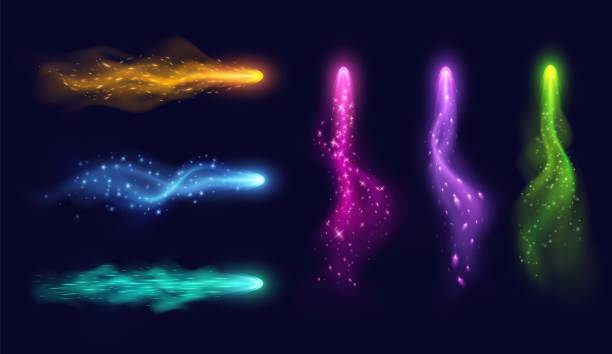 vfx矢印効果、カラフルな霞と輝きを持つ魔法の光の軌跡、リアルな魔女の呪文の爆発が動いています。 - vfx点のイラスト素材／クリップアート素材／マンガ素材／アイコン素材