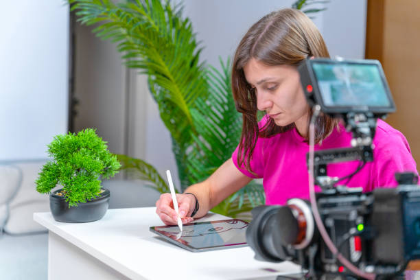 istock Course on digital painting, school modern professions of future camera recording 1432058860