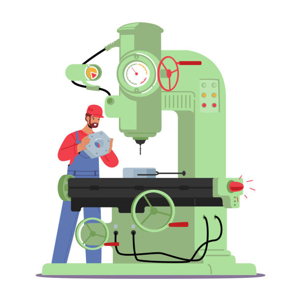 Machine Factory Worker Manufacture Production Process. Industrial Employee Character Working on Plant Produce Details Machine Factory Worker Manufacture Production Process. Industrial Employee Character Working on Plant Produce Details or Mechanical Elements for Machinery Industry. Cartoon People Vector Illustration plant png stock illustrations