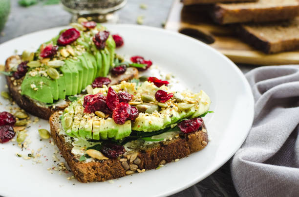 istock Healthy avocado toasts for breakfast or lunch with rye bread 1432059756