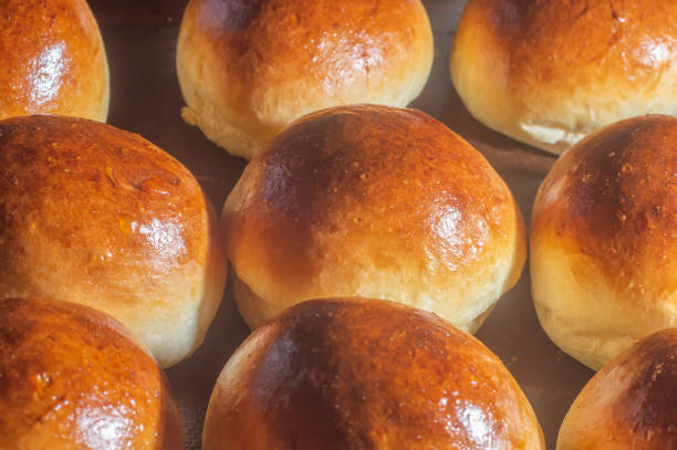 Homemade Sweet Brioche Hamburger Buns, texture with various brioche breads.