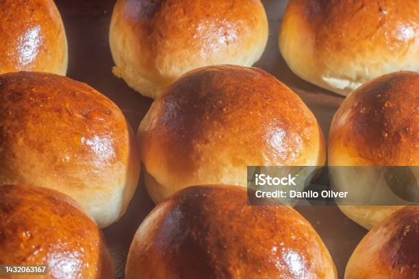 Homemade Sweet Brioche Hamburger Buns Texture With Various Brioche Breads Stock Photo - Download Image Now