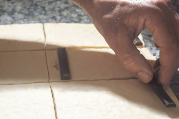 istock Baker making pain au chocolat before going to the oven,bakery concept with coppy space 1432063212