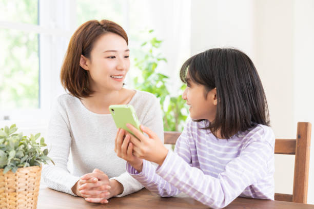 istock asian mother and daughter,smart phone 1432084441