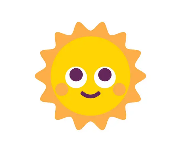 Vector illustration of Cute Sun Emoticon
