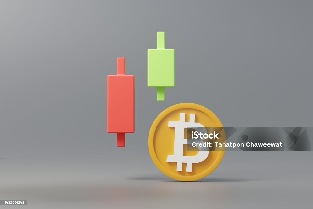 3d Bitcoin Stack 3d Render Stack Of Cryptocurrency Bitcoin And Candlestick Chart Or Bar ...