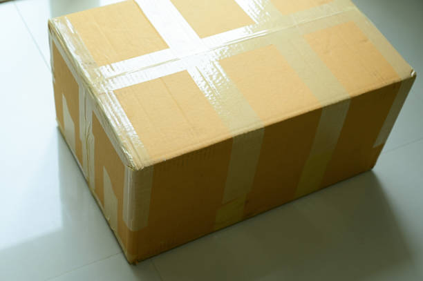 istock brown box packaging for shipping, paper textured 1432092087