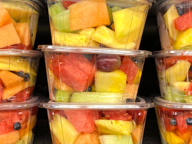 Fresh fruit boxes in a market