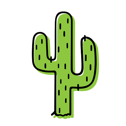 Vector illustration of a hand drawn cactus against a white background.